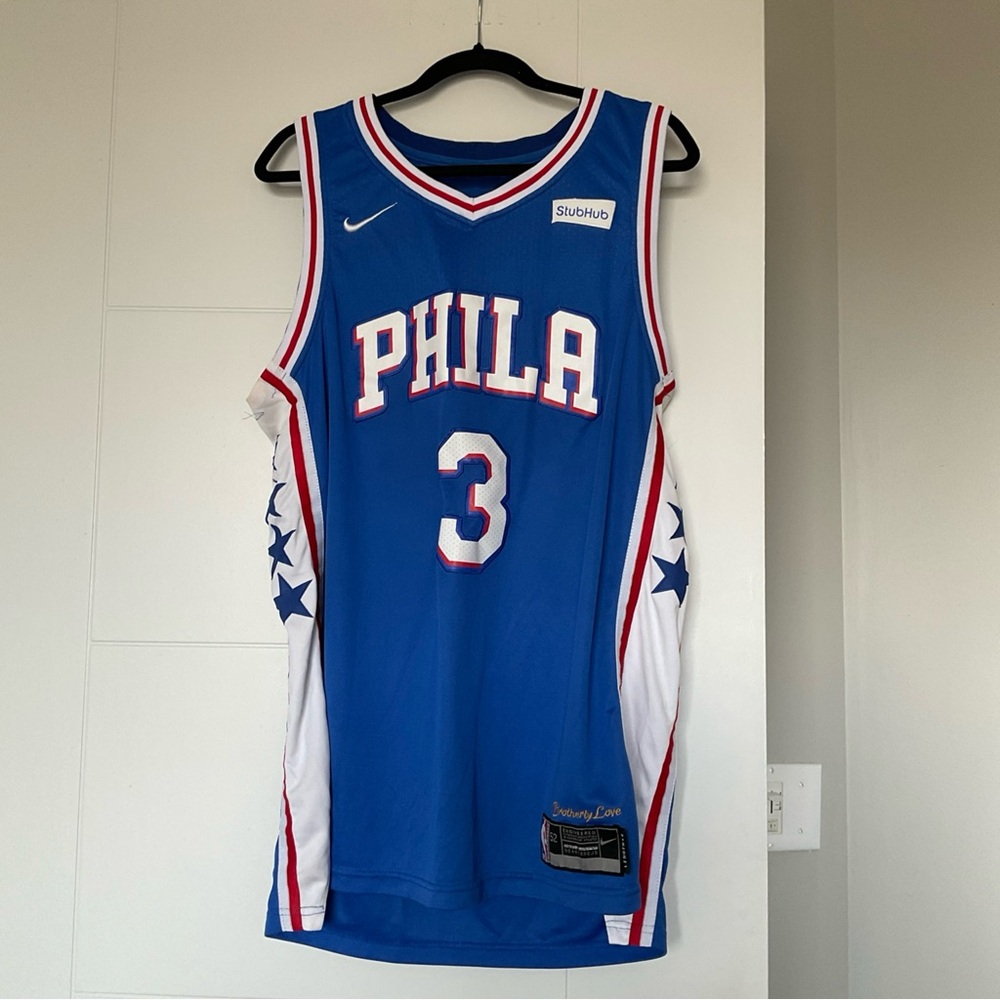 Blue Basketball Jersey with Gold Embroidery